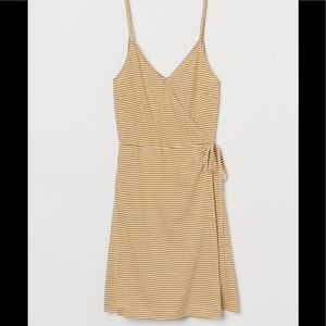 H&M yellow stripe tie-wrap summer dress in small